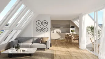 Expose Neubau-Penthouse-Wohnung mit großen Fensterfläche am Laaerberg zwischen Löwygrube und Kurpark Oberlaa!