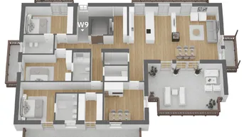 Expose W9 Toblach: Residence Schacher: Ihre exklusive Penthousewohnung im 2. Obergeschoss mit Balkon, Loggia und Keller.