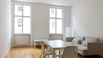 Expose Lichtdurchflutete, neu möblierte 2-Zimmer-Altbauwohnung inkl. Garage - Nähe Mariahilfer Straße