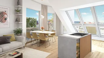 Expose Licht. Freiheit. Rückzug. – 3 Meter Raumhöhe &amp; private Dachterrasse nahe Yppenplatz – Wohnen, das inspiriert