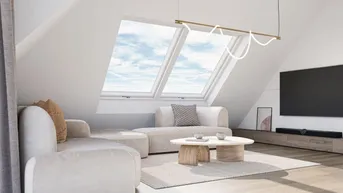 Expose THE ARIK - Dachgeschoß mit Haltung – 3 Zimmer mit Terrasse &amp; Blick ins Grüne