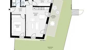 Expose Erstbezug! Familenfreundliche 4-Zimmer-Wohnung mit einem großen Garten zu vermieten!