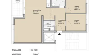 Expose Nahe Westbahnhof! Gut aufgeteilte 3-Zimmer-Wohnung mit Loggia zu vermieten!