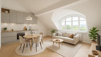 Expose 3-Zimmer DG-Wohnung mit viel Potenzial für individuelle Wohnträume | Belagsfertig | 25 m² große Dachterrasse mit Fernblick | Exzellente Lage mit U4-Anbindung