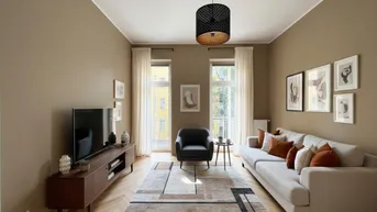 Expose Lichtdurchflutete 2-Zimmer-Altbauwohnung mit Balkon ins Grüne – Innenhof-Ruhelage | U3 Johnstraße | Lift vorhanden