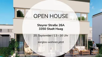 Expose OPEN HOUSE 20.09.2024 von 13 - 16 Uhr - Mietkaufoption - Traumhaftes Wohnen in Erstbezug - Moderne Doppelhaushälfte mit Garten in Haag!