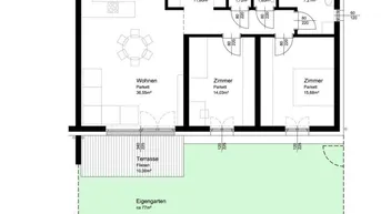 Expose Lichtengg / Wels: 3 Zimmer Familienwohnung mit Garten und Carport Stellplatz