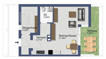 Expose Dreizimmer Maisonette mit Balkon - ab 1.Dezember - in Franking - Heizung inklusive