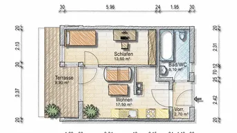 Expose 2. Zimmer Singlewohnung mit Balkon - ab 1.November - in Franking - Heizung inklusive