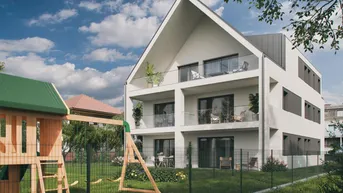 Expose Modernes Wohnhaus (mit 4 Einheiten) nahe dem Wasserwald - Charmante Wohnung TOP 3 mit Balkon und Gartenanteil