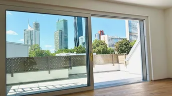 Expose Provisionsfreie, klimatisierte Dachgeschosswohnung nahe der UNO-City – 2 Terrassen, Fitnessraum, PKW-Stellplatz – Erstbezug