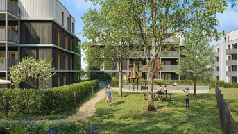 Expose GRÜNE STADTVILLEN - 3 Zimmer mit Balkon | Holzbauweise - Geothermie - Photovoltaik | Provisionsfrei!