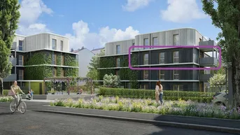 Expose GRÜNE STADTVILLEN - 3 Zimmer mit Balkon | Holzbauweise - Geothermie - Photovoltaik | Provisionsfrei!