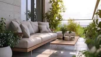 Expose VERKAUFSSTART - 3 Zimmer Erstbezugwohnung mit Balkon! Highlight sind Pool und Outdoorküche im Gemeinschaftsgarten!