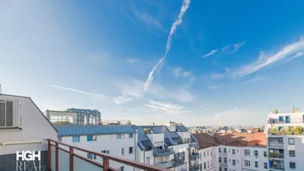 Expose 1100 Wien Zentral begehbare, helle 4-Zimmer Dachterrassenwohnung im 7. Liftstock mit schönem Ausblick über Wien