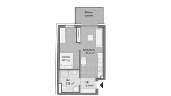Expose Moderne 2-Zimmer Eigentumswohnung mit Balkon (36,71m²)-Graz/Gries