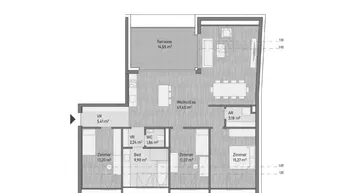 Expose NEUBAU - 4 Zimmer Anleger- Dachgeschosswohnung – (113,78 m²) &amp; sonniger Terrasse- in Graz/Gries