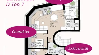 Expose PROVISIONSFREI - Wohnen in Verbundenheit - Charakterwohnung mit urbanem Touch und uneinsehbarer Dachterrasse