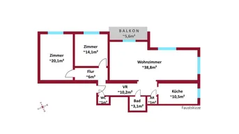 Expose Geräumiger Neubau mit Balkon! - Großes Wohnzimmer ca. 39m²! - ideale Raumaufteilung! - 2 Bäder möglich!