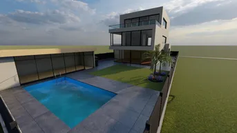 Expose LUXUS PUR mit traumhaften Außenbereichen | Pool und Whirlpool | Aufzug im Haus I Luftwärmepumpe | Loxone I Garage mit 2 Wallboxen |