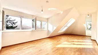 Expose Individuell gestaltbar! Klimatisiert ! U2 in 10 Minuten I Hochwertige Dachgeschoss-Maisonette am Oberen Mühlwasser – Rundum-Terrassen I Blick ins Grüne I Privatsphäre &amp; Natur I Fußbodenheizung &amp; -kühlung I Tiefgaragenplatz