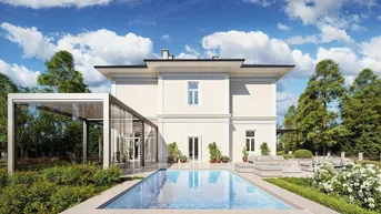 Expose Mitten im Grünen &amp; im Villenviertel: exklusive Gartenwohnung mit ca. 930 m² Außenfläche, beheiztem Wintergarten, Pool, Luftwärmepumpe u.v.m.!