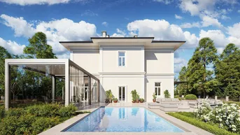 Expose Mitten im Grünen &amp; im Villenviertel: exklusive Gartenwohnung mit ca. 930 m² Außenfläche, beheiztem Wintergarten, Pool, Luftwärmepumpe u.v.m.!