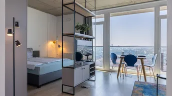 Expose Möbliertes Apartment über den Dächern von Wien - YOUNIQ Vienna TrIIIple / Top-modernes Hochhaus