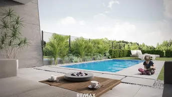 Expose Exklusive Doppelhaushälfte mit Pool, Garage und Außenanlage in Leonding - Schlüsselfertig &amp; Käuferprovisionsfrei - Haus 1