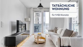 Expose Marinatower: U2 Donaumarina, 3 Zi mit Balkon und Ausblick auf die Donau, Gym, Sauna, Shops im Tower (VIE245)