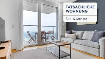 Expose Marinatower: U2 Donaumarina, 2Zi mit Balkon mit Ausblick auf Donau, Gym, Sauna, Shops im Tower(VIE140)