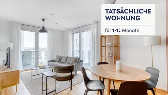 Expose Marinatower: U2 Donaumarina, 3 Zi mit Balkon und Ausblick auf die Donau, Gym, Sauna, Shops im Tower (VIE244)