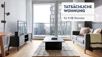 Expose Traumblick über Wien, Belview Tower mit Gym, Wellness &amp; Lounge, 2 Zimmer + Balkon, 12. Stock, U-Bahn (VIE73)