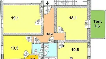 Expose traumhafte 3-Zimmerwohnung mit Ess-Küche und Kleinterrasse in Eggenberg ab 01.10.2024