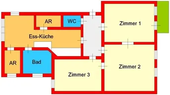 Expose provisionsfreie 3-Zimmer-Wohnung mit Essküche und Balkon bei Schillerplatz - Ruckerlberggürtel