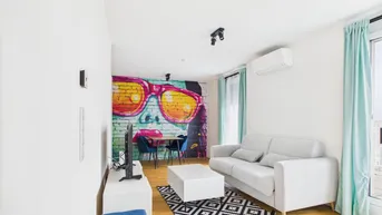 Expose 1. Monat mietfrei: Möblierte 2 Zimmer- DG-Wohnung im 6. OG mit 16m² Terrasse und Klimaanlage