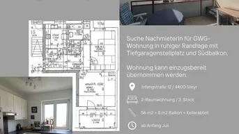 Expose Ansprechende möblierte 2-Raum-Wohnung mit Balkon in Steyr