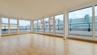 Expose Ein Wohngenuss der Moderne mit außergewöhnlicher Terrasse - 3-Zimmer-Erstbezug mit stilvoller Ausstattung - U4-Station Friedensbrücke in Gehweite