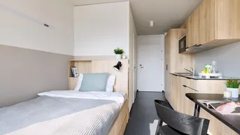 Expose District Living: möbliertes Studio Silber mit exklusiven Gemeinschaftsflächen inklusive: Fitness, Dachterrasse &amp; mehr