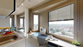 Expose District Living: möbliertes Studio Platin mit exklusiven Gemeinschaftsflächen inklusive: Fitness, Dachterrasse &amp; mehr