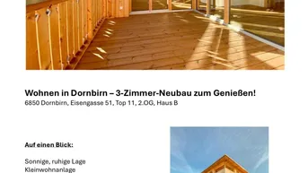 Expose Wohnen in Dornbirn - 3-Zimmer-Neubau zum Genießen! 6850 Dornbirn, Eisengasse 51, Top 11, 2.0G, Haus B