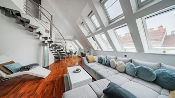 Expose LUXURIÖSES WOHNEN ÜBER DEN DÄCHERN WIENS – MODERNE DG-WOHNUNG AUF 2 EBENEN MIT WHIRLPOOL + SAUNA + STELLPLATZ