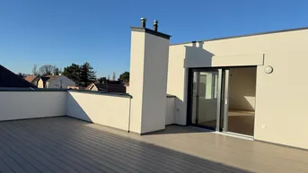 Expose Dachgeschoss Maisonette mit 59 m2 Dachterrasse uneinsichtig - Neubau 2023/24 - Lobau Nähe