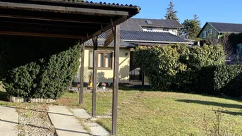 Expose BUNGALOW "Jetzt schon auf den Sommer Freuen" Bungalow auf Pachtgrund mit großem Garten und Pool beim Badeteich Steinbrunn