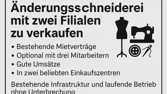 Expose Erfolgreiche Änderungsschneiderei mit zwei Top-Standorten in hochfrequentierten Einkaufszentren zu verkaufen