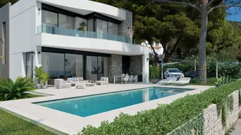 Expose Neues Projekt für eine Designervilla mit Meerblick einem Pool und Garten in Calpe, Costa Blanca