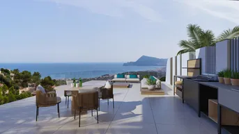 Expose Luxusvilla in Altea, Alicante, mit Meerblick, die demnächst gebaut wird.