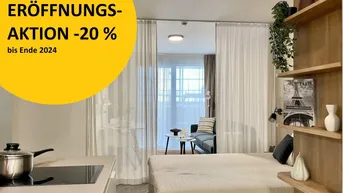 Expose *OPENING DISCOUNT -20%* All-In-Living JONN-Y -möbliertes Apartment + Loggia -&gt; Pauschalpreis + Gym, Sauna, Dachterrasse, Community Area &amp; sämtlicher NK! 7 Min. zum Stephansplatz!