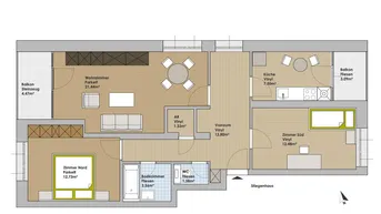 Expose Renovierte 3 Zimmer-Wohnung 75m2 mit Kellerabteil und Parkplatz