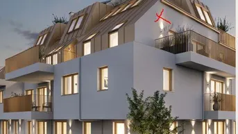Expose Erstbezug, helle 3-Zimmer-Wohnung im 1. Dachgeschoss mit großem Balkon 5 Gehminuten zur Haltestelle Kagraner Platz U1